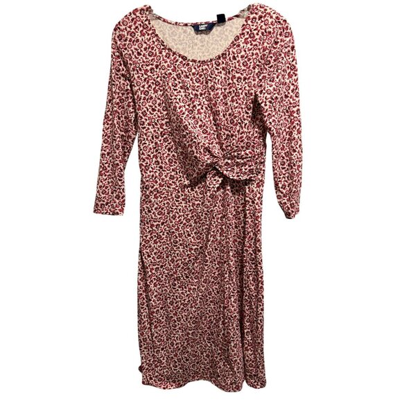 Land's End Red & White Mini Floral Print Twist Front Midi Dress Sz XS (2-4) - Picture 1 of 6